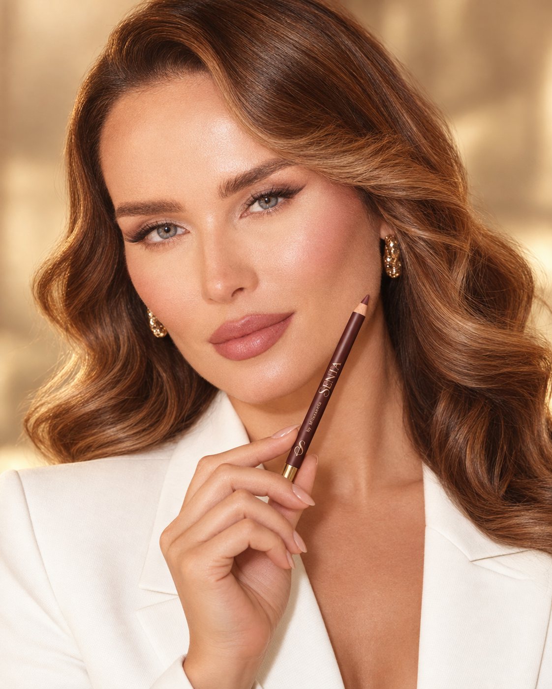 Marina with the SENTA Sculpt Lip Pencil, shade: 01 Unapologetic